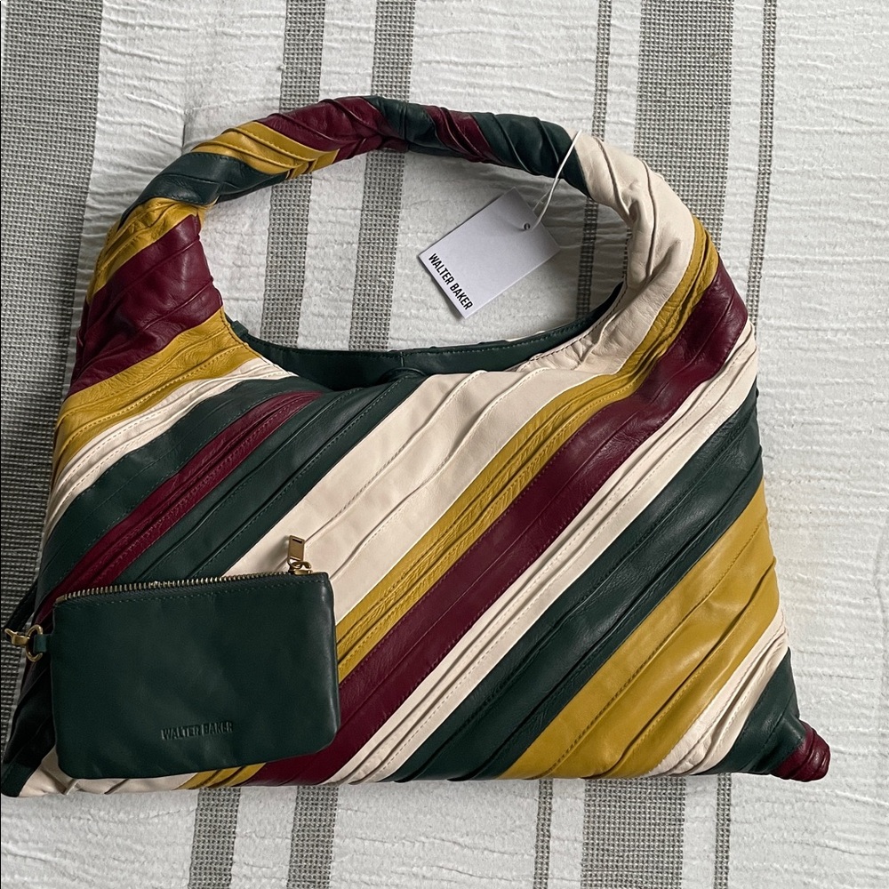 Walter Baker Colorful Striped Handbag with Pouch